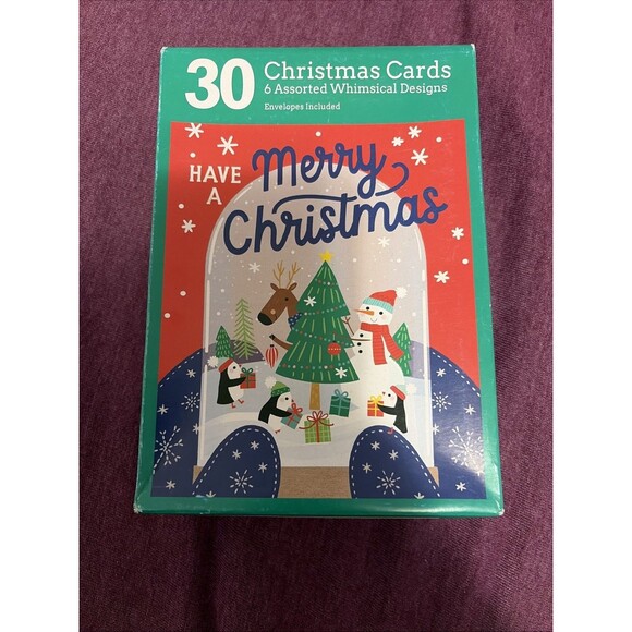 Greetings Cards 30 Christmas Cards w/Envelopes 6 Assorted Cards New 4.5" X 6.5" - Picture 1 of 5